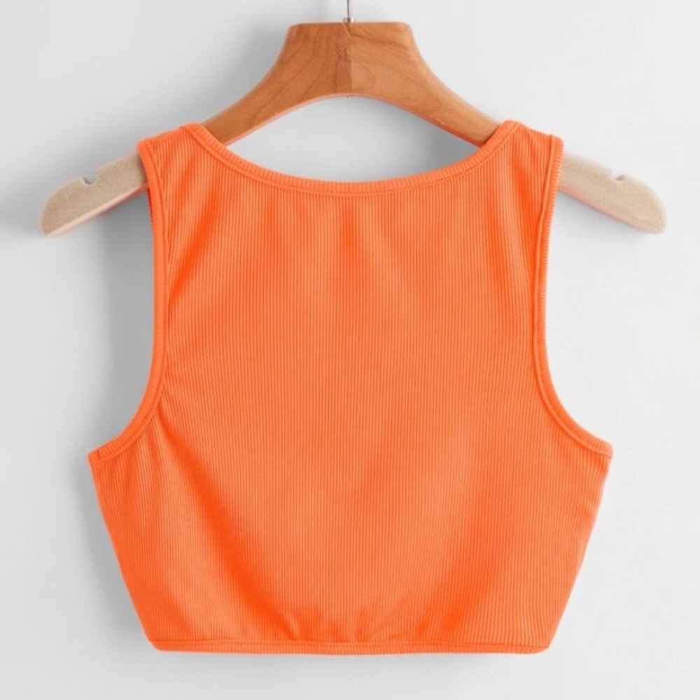 Neon Orange Twist Crop Top - Picture 2 of 3